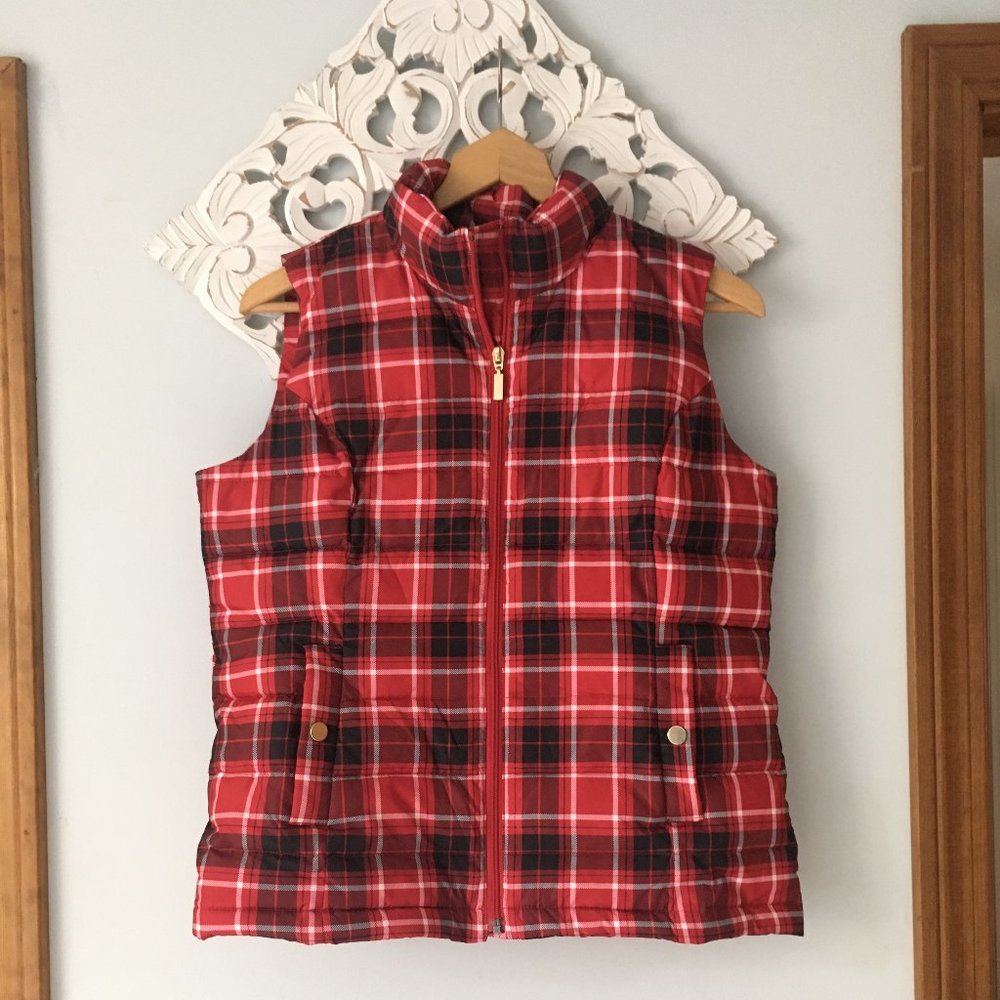 Red Plaid Down Vest